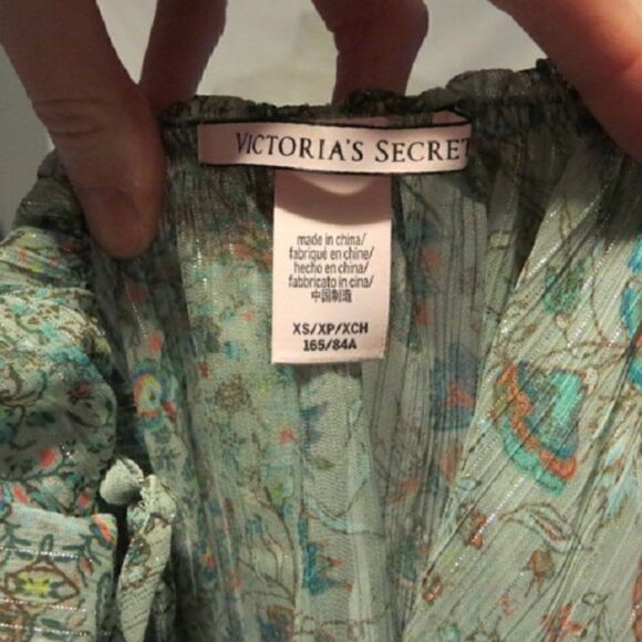 VS Victoria's Secret Light Green Floral Tank Top Flowy Sheer Blouse XS - Picture 6 of 7